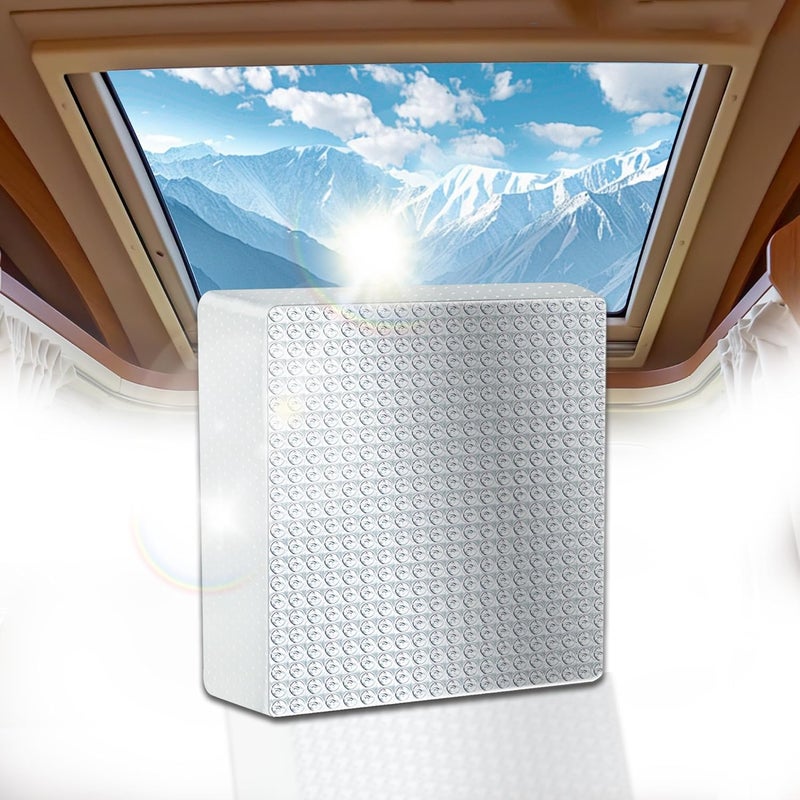 ESMING 1Pack 14"x14"x3" RV Skylight Insulator,RV Vent Insulator, RV Skylight Cover with Reflective Surface, Waterproof RV Insulation, RV Sunroof Skylight Insulates Light and Reduces Noise - Image 1